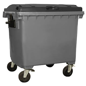 Bac plastique 1100L Couvercle plat gris clair/gris foncé