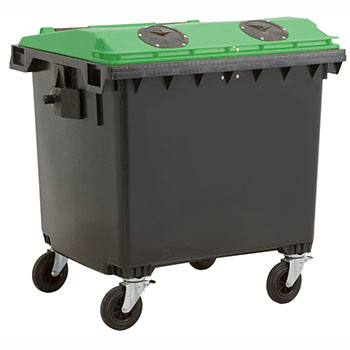 Bac plastique 1100L opercule verre gris/vert Bac plastique 1100L opercule verre gris/vert