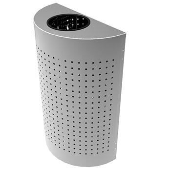 Poubelle demi-lune perforée acier 70L Poubelle demi-lune perforée acier 70L