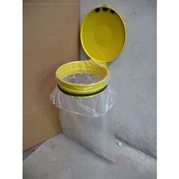 Support sacs-poubelle 80 à 110L mural avec couvercle jaune